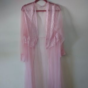 Pink sheer dressing gown, vintage plus size